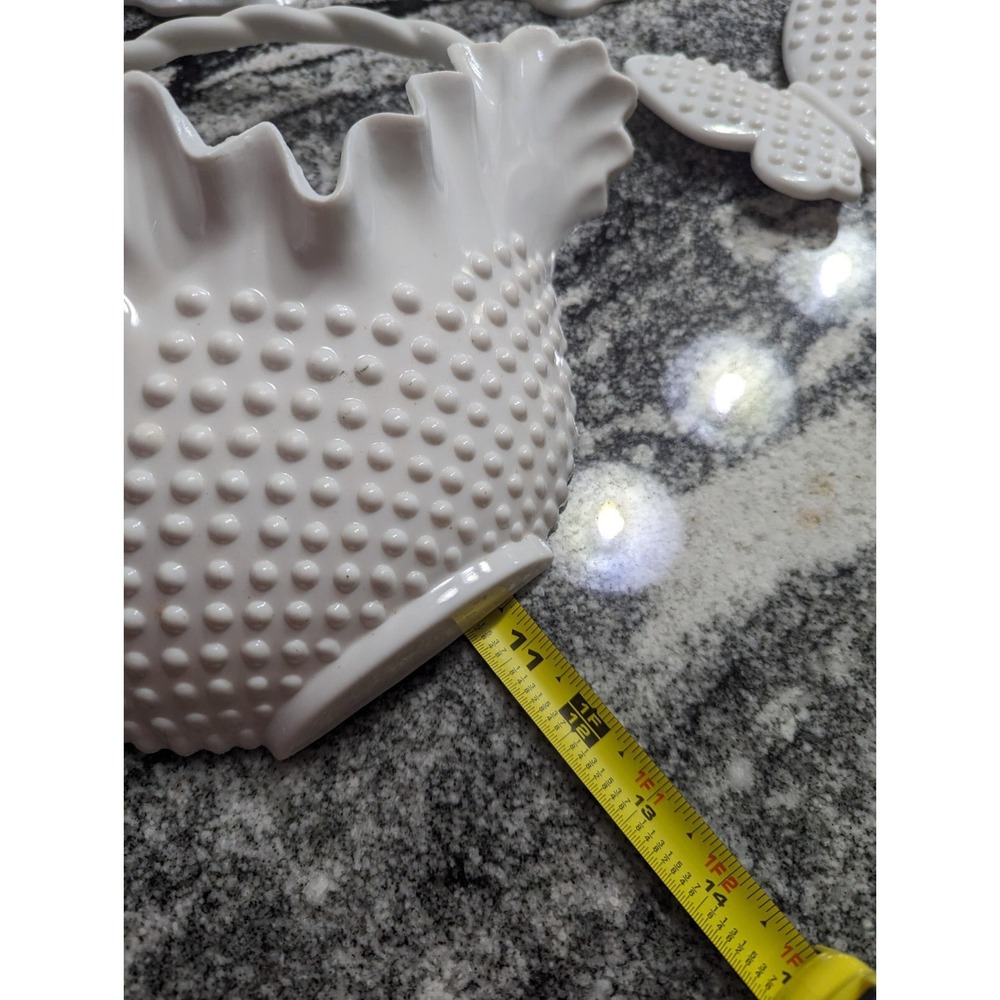 Vintage Burwood Grand Island Accessories Cottage 8pc White Hobnail Grouping Lot - Picture 15 of 16